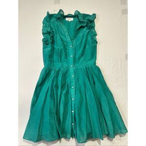 Xirena Leanna Dress Bermuda Sea Green Silk Cotton, Size S